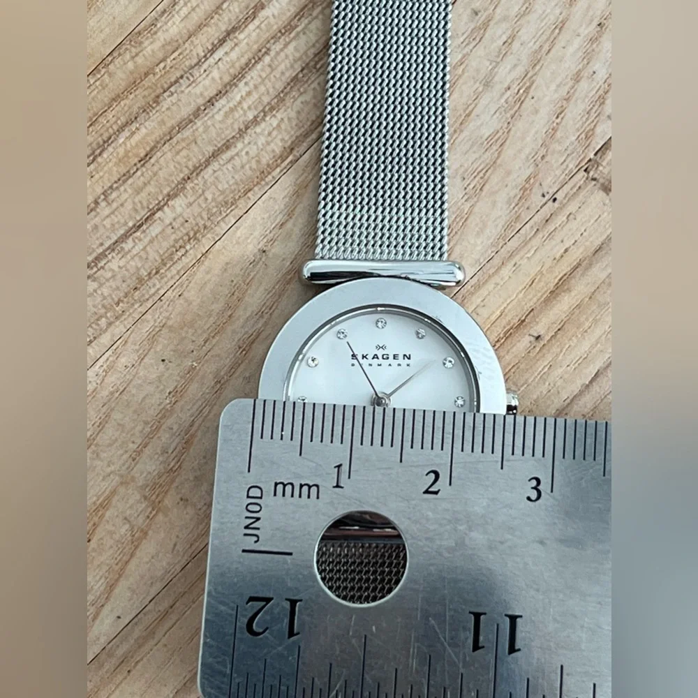 Skagen Steel Denmark Ladies Watch Stainless Steel Mesh Bracelet Crystal Markers